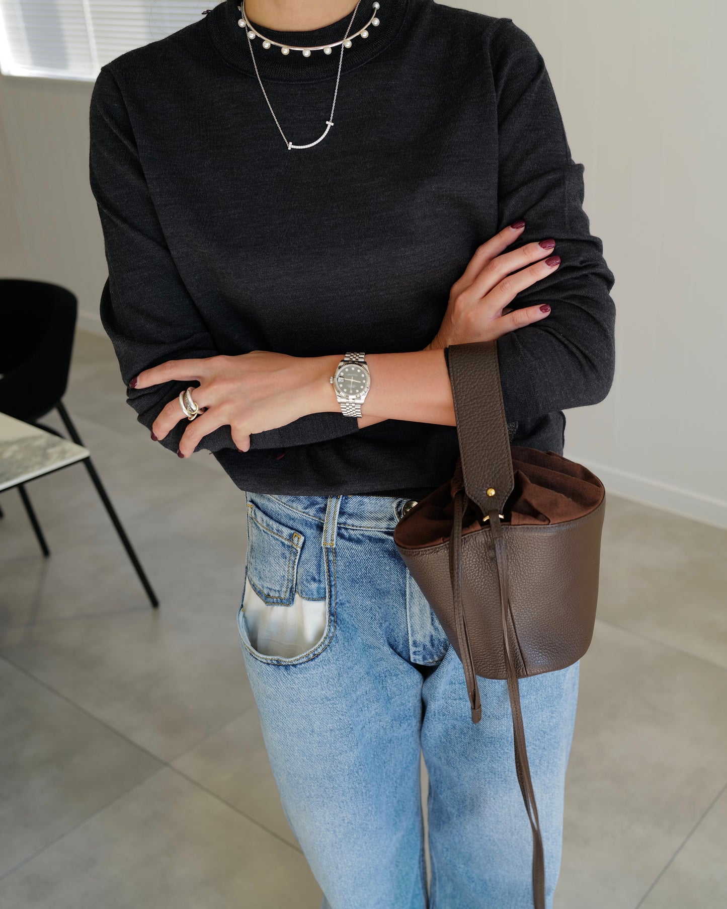 Pottery Bag/SILVER/CHOCOLATE/TAUPE/GREEN/SAKURA