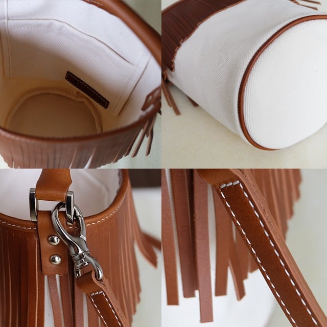 Fringe Bucket Bag black /camel