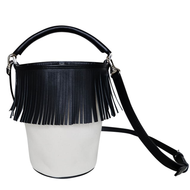 Fringe Bucket Bag black /camel